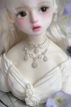 1/4 Ожерелье с куклой BJD, серьги, набор ювелирных изделий из игрушек золотого и серебряного тонов