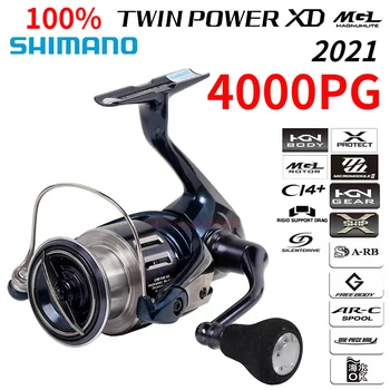100% Оригинальная рыболовная катушка Shimano 2021 TWIN POWER XD TWINPOWER 4000PG 4.4: 1 для спиннинга в морской воде