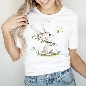 2023 Летняя модная футболка с пухлыми ягодицами и изображением кролика, женская забавная футболка, женские топы в стиле харадзюку, женская футболка, тройник