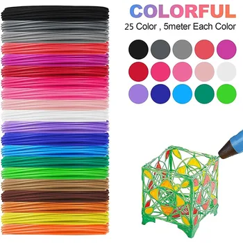 25 Цветов Нити для Заправки 3D-ручки PLA, премиум-нить 1,75 мм для 3D-принтера/3D Ручки, каждый цвет 16 Футов