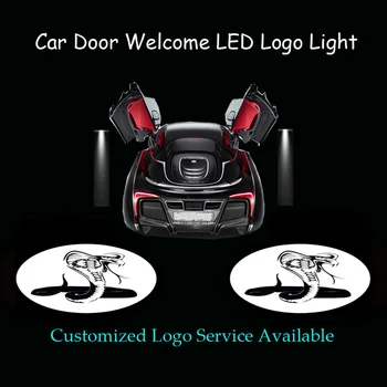 2шт Белый Черный Логотип Cobra LED Лазерный Проектор Двери Автомобиля Welcome Light Ghost Shadow Spotlight