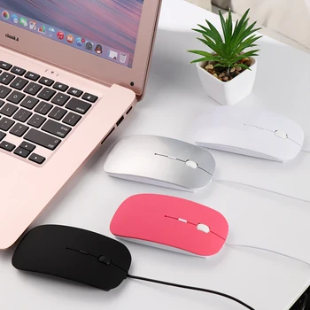 4 Цвета Ультратонкая проводная мышь USB с разрешением 1600 точек на дюйм, Кнопка отключения звука мыши для портативных ПК, проводная мышь для компьютерной периферии MacBook Air Pro