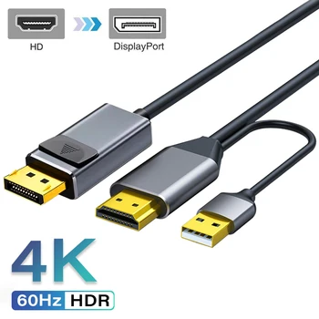 4K 60Hz HDMI-Совместимый адаптер Displayport, кабели DP для синхронизации аудио-видео для монитора ноутбука PS3 /4, кабель проектора