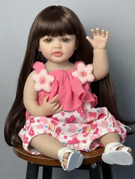 BZDOLL 55 см Мягкая Силиконовая Кукла Reborn для Маленьких Девочек, Игрушка, Реалистичная 22 Дюймов, Принцесса, Искусство для Малышей, Bebe, Подарки на День Рождения для Ребенка