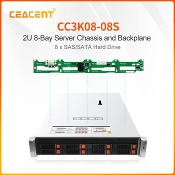 CEACENT CC3K08-08S 2U 8 Отсеков 12 Гб/сек. SAS/SATA HDD для установки в стойку с возможностью горячей замены Серверный корпус с подсветкой CPLD SFF-8643 Объединительная плата с 8 отсеками