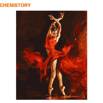 CHENISTORY Огненная Балерина DIY Digital Painting By Numbers Kit Раскраска Живопись По Номерам Настенная Художественная Картина Для Настенного Искусства