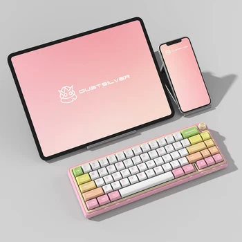 Dustsilver D66 Персиковый и радужный 65% Мини-ручка Механическая клавиатура Цветная RGB Беспроводная Bluetooth Механические игровые клавиатуры
