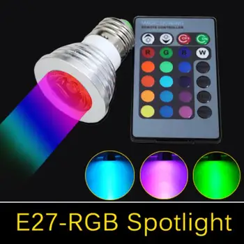 E27 RGB светодиодный Прожектор 4 Вт Светодиодная Лампа GU10 GU5.3 MR16 Светодиодная RGB Лампочка Высокой Мощности 16 Изменение Цвета Украшения Дома Пульт Дистанционного Управления