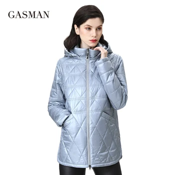 GASMAN 2022 НОВЫЕ Весенне-осенние куртки, Короткое модное женское пальто на молнии, Легкая теплая женская куртка, верхняя одежда с капюшоном 81071