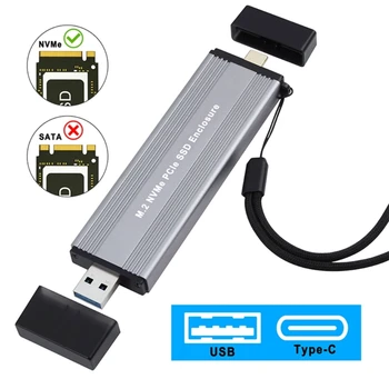 M.2 NVMe Case SSD Корпус NVMe к USB адаптеру 10 Гбит/с USB 3.1 Gen2 Внешний корпус Коробка Поддержка M2 PCle NVMe Express SSD 2280 2242