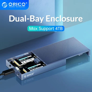 ORICO Двухсекционный Алюминиевый Корпус M.2 NVME SSD USB C 3.1 Gen2 10 Гбит/с Для M Key & M/B Key NVME PCIe SSD с адаптером питания 5V4A