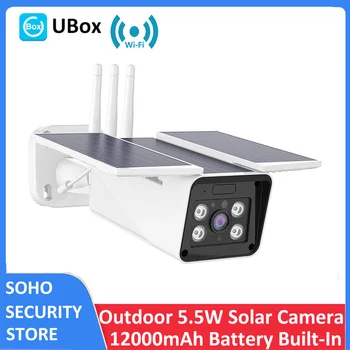 UBOX 1080P 12000mAh Аккумуляторная батарея WiFi Безопасность IP66 6 Вт Регулируемый Угол наклона Солнечной наружной камеры Режим AP Цветное ночное видение