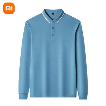 Xiaomi YOUPIN, футболка из мерсеризованного хлопка с длинным рукавом, Весенне-осенняя мужская Удобная Рубашка поло с отворотом, приятная для кожи, 337