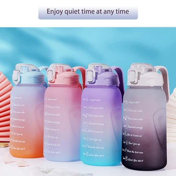 YCONTIME 2-литровая бутылка для воды на полгаллона с соломинкой, Пластиковая, Большой емкости, для занятий спортом на открытом воздухе, школьное питье С напоминанием о увлажнении
