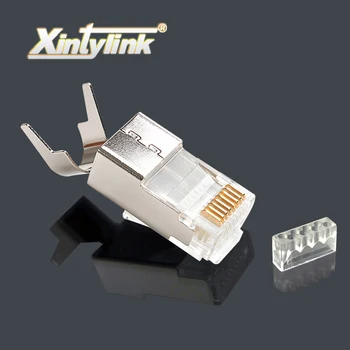 xintylink cat8 cat7 разъем rj45 кабель ethernet штекер rj 45 cat6a штекер сетевой экранированный cat7a 8P8C stp lan модульный разъем 50u