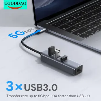 Адаптер USB C к Ethernet RJ45 к USB C Type-C, сетевой адаптер Gigabit Ethernet LAN для MacBook Pro 2021 2020 MacBook Air Dell