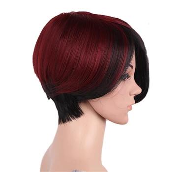 Амир Короткий парик боб Синтетические Волосы Парики Для женщин Омбре Черный Смешанный Красный Парик Косплей Поддельные Волосы Две Прически