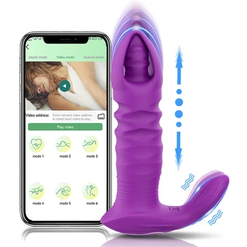 Анальная анальная пробка Вибратор Беспроводной Bluetooth App Управляемый Толкающий Фаллоимитатор G Spot Стимулятор клитора Секс-игрушки для женщин