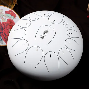 Белые 14-дюймовые Язычковые барабаны Baby Tongue Drum Музыкальные инструменты для фантазийной медитации Аксессуары для барабанов Традиционный инструмент Mori