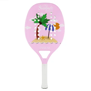 ВНУТРИ Розовая Ракетка для пляжного тенниса 22 мм из углеродного волокна с круглой рукояткой Ракета для пляжного тенниса Теннис