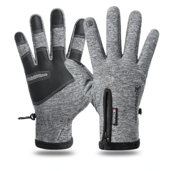 Велосипедные перчатки с сенсорным экраном, Зимние теплые ветрозащитные Велосипедные перчатки с полными пальцами для катания на лыжах, кемпинга, мотоцикла 
