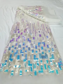 Высококачественная Модная Африканская Тюлевая Кружевная ткань С вышивкой пайетками, бисером, Нигерийским французским бисером, Кружевные платья для свадебных вечеринок