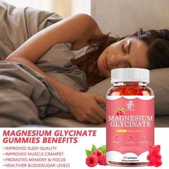 Жевательные резинки с глицинатом магния 400 мг - Магниево-калиевая добавка без сахара с витаминами, CoQ10 для поддержания спокойного настроения и сна.