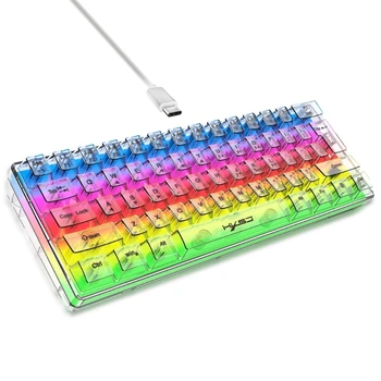 Компактная клавиатура USB 60%, 61 клавиша, маленькая прозрачная игровая офисная клавиатура с отключением звука и RGB подсветкой для ПК-геймеров
