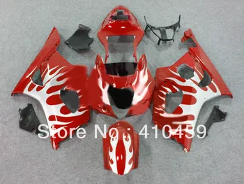 Комплект мотоциклетных обтекателей для SUZUKI GSXR1000 GSX-R1000 GSXR 1000 K3 03 04 2003 2004 Серебряное пламя, ярко-красные гоночные обтекатели SG94