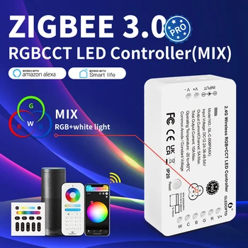 Контроллер светодиодной Ленты ZigBee DC12V-54V RGBCCT Pro Color White Light Mix Домашний Alexa Tuya SmartThings App 2.4G RF Пульт Дистанционного Управления