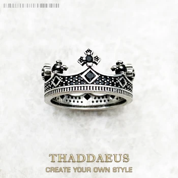 Королевское кольцо Корона В европейском Стиле Викторианские изысканные ювелирные изделия для женщин мужчин Лето Абсолютно новые Винтажные Короли из чистого серебра 925 пробы Подарок