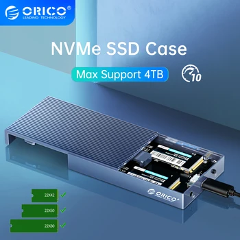 Корпус ORICO M.2 NVME SSD с двумя отсеками Алюминиевый USB C 3.1 для M Key M/B Key NVME PCIe SSD С адаптером питания