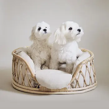 Кровать для собаки Dreamhause из корейского натурального ротанга, домик для домашних животных, домик для собаки из массива дерева, кровать для кошки из ротанга, котенок