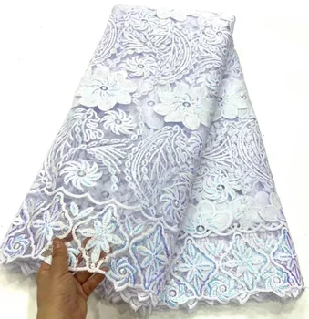 Кружевная Африканская Кружевная ткань с блестками, Белая 2023, Высококачественная Ганская Французская Кружевная ткань, Сетка, Нигерийские кружевные ткани Для Свадебного платья