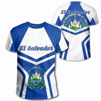 Мужские футболки, пуловер с принтом Национальной эмблемы Сальвадора, рубашка с круглым вырезом и коротким рукавом, Одежда Унисекс, футболки Оверсайз для мужчин