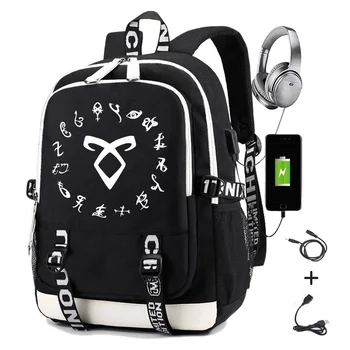 Мужской рюкзак Mortal City of Bones с принтом Сумеречных Охотников, Школьная сумка для ноутбука, Повседневный функциональный Водонепроницаемый рюкзак