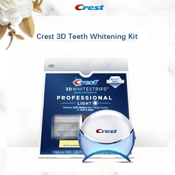 Набор для отбеливания зубов Crest 3D Whitestrips, профессиональное устройство для отбеливания зубов с синим светом, 14 полосок, быстрое отбеливание в течение 3 дней