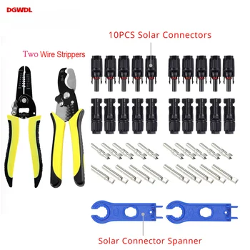 Набор инструментов для обжима солнечных батарей для 2,5-6,0 мм2/AWG26-10 фотоэлектрических кабелей Солнечной панели с 10 комплектами разъемов для подключения кабелей Солнечной панели