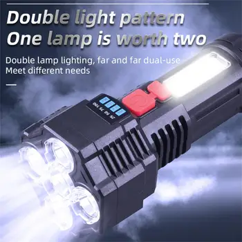 Наружный Портативный светодиодный фонарик с 5 головками, 5 режимов, литиевая батарея 4800 мАч, USB-перезаряжаемый супер яркий фонарик