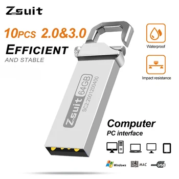Новый 10ШТ USB Флэш-накопитель 64 ГБ USB Memory Stick 8 ГБ Металлический U-диск Pen Drive 4 ГБ Оптовая Продажа Бесплатный Логотип USB3.0/2.0 Флэш-накопитель для ноутбука