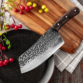 Новый Кованый Молоток ручной работы, Кухонный нож в Полоску, Стальной Кованый китайский Нож, Нож для разделки мяса, Нож для измельчения овощей, Кухонный инструмент