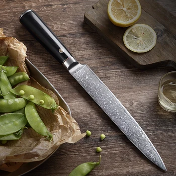 Нож шеф-повара из дамасской стали для нарезки фруктов, мяса, Рыбы, Овощей, кухонный нож для резки, инструмент для приготовления пищи с деревянной ручкой