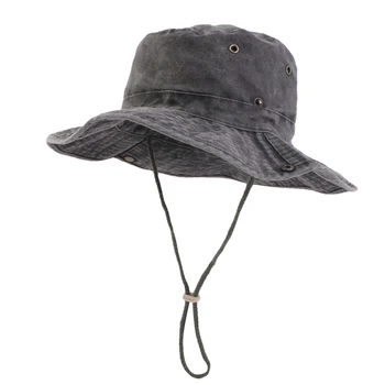 Однотонные шляпы-ведерки с широкими полями на завязках, для пеших прогулок, скалолазания, рыбалки, с защитой от ультрафиолета, для сафари, унисекс, кепки Boonie Fisherman