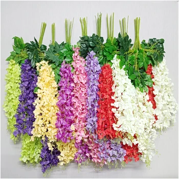 Оптовая продажа многоцветный шелковый цветок глицинии, оптовая продажа подвесных цветочных украшений, искусственная глициния
