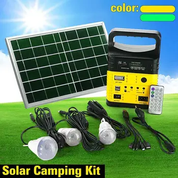 Портативный солнечный генератор OMini DC10W, Зарядка солнечной панели, Комплект светодиодного освещения, Дистанционное управление, FM-радио, питание для кемпинга utdoor