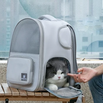 Расширяемая сумка для домашних животных, сумка для кошек, портативный дышащий рюкзак для домашних животных, переносные клетки для кошек