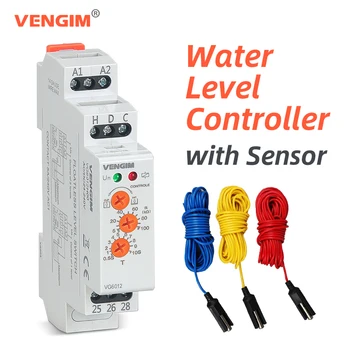 Реле контроля уровня жидкости VENGIM Электронный Автоматический регулятор уровня воды Переключатель 220 В Контроллер водяного насоса с датчиком