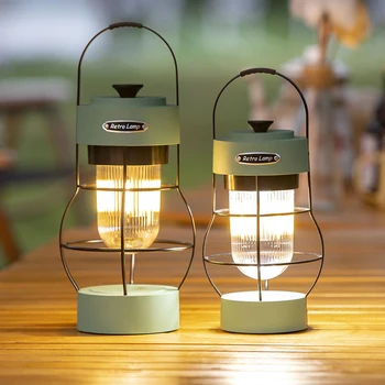 Ретро Портативный фонарь для кемпинга, уличная керосиновая винтажная лагерная лампа, 3 режима освещения, светильник для походов, двор для скалолазания