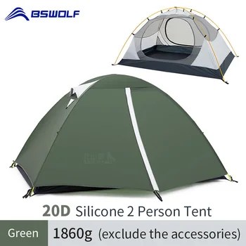 Сверхлегкая кемпинговая палатка BSWOLF 3 Сезона на 2 персоны, модернизированная ткань с нейлоновым силиконовым покрытием 20D, Водонепроницаемые туристические палатки для альпинизма