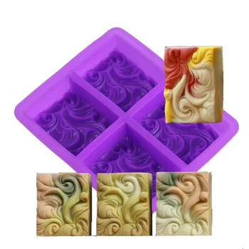 Силиконовая форма для мыла ручной работы с 4 полостями и волнистым цветком, Форма для торта, сделай сам, Форма для ароматерапии, Форма для мыловарения с эфирным маслом